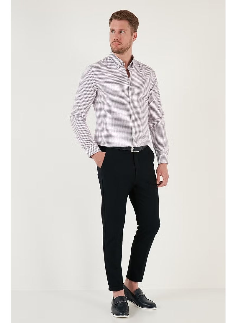 Buratti Patterned Cotton Blend Button Collar Long Sleeve Slim Fit Shirt Men's Shirt CF23S7496 - Image 3